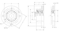 Eccentric Round Flange Block 3Bolt 8J- Dimensional Drawing