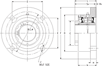 Single V-Lock Round Flange Block - Dimensional Drawing