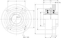 Double V-Lock Round Flange Block - Dimensional Drawing