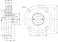 Corrosion-Resistant-Machined-Stainless-Steel-4bolt-Round-QFU4LKBFC-Line-Drawing