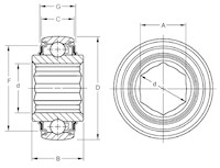 Hex Bore Bearings_Type2_2D_Line_Drawing