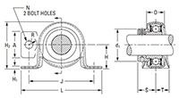 Mounted Bearings Pillow Block Eccentric Locking Colar PB Dimensions