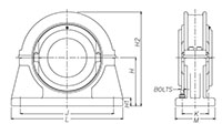 Mounted Bearings Standard 4-bolt wide-base Pillow block Line-Drawing