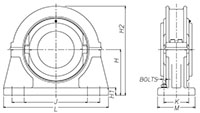 Mounted Bearings Standard 8-bolt wide-base Pillow block Line-Drawing