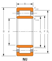 Cylindrical Roller Radial Bearings - NU (Two Ribs on Outer Ring, Cylindrical Inner Ring)