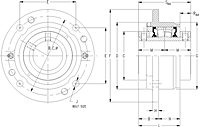 Double Concentric Piloted Flange Cartridge - Dimensional Drawing