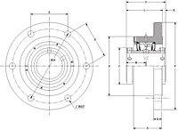 Double Concentric Round Flange Block - Dimensional Drawing