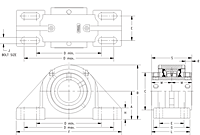 Double Concentric Four-Bolt Pillow Block - Dimensional Drawing