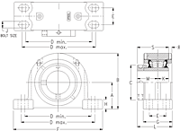 Eccentric Four-Bolt Pillow Block - Dimensional Drawing