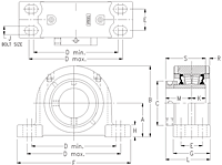 Eccentric Four-Bolt Pillow Block - Dimensional Drawing