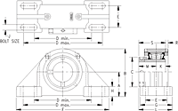 Eccentric Four-Bolt Pillow Block - Dimensional Drawing