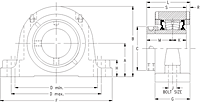 Eccentric Two-Bolt Pillow Block - Dimensional Drawing