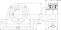 Single V-Lock Two-Bolt Pillow Block - Dimensional Drawing