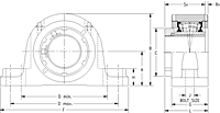 Single V-Lock Two-Bolt Pillow Block - Dimensional Drawing