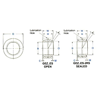 GEZ..ES Open & GEZ..ES-2RS Sealed Dimesional Drawing