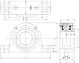 Tapered Adapter Two-Bolt Pillow Block - Dimensional Drawing