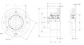 Eccentric Round Flange Block 3Bolt 8J- Dimensional Drawing