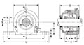 Mounted Bearings Pillow Block Eccentric Locking Colar SAOL Dimensions