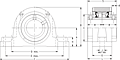 Double Concentric Two-Bolt Pillow Block - Dimensional Drawing