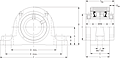 Double Concentric Two-Bolt Pillow Block - Dimensional Drawing