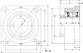 Eccentric Four Bolt Square Flange Block - Dimensional Drawing