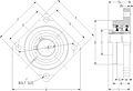 Single V-Lock Four Bolt Square Flange Block - Dimensional Drawing