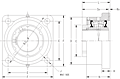 Single V-Lock Four Bolt Square Flange Block - Dimensional Drawing