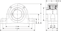 Single V-Lock Two-Bolt Pillow Block - Dimensional Drawing