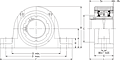 Single V-Lock Two-Bolt Pillow Block - Dimensional Drawing