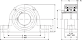 Single V-Lock Two-Bolt Pillow Block - Dimensional Drawing