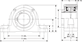 Single V-Lock Two-Bolt Pillow Block - Dimensional Drawing