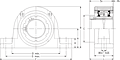 Single V-Lock Two-Bolt Pillow Block - Dimensional Drawing