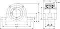 Double V-Lock Two-Bolt Pillow Block - Dimensional Drawing