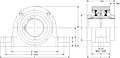 Double V-Lock Two-Bolt Pillow Block - Dimensional Drawing