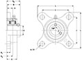 Stainless steel 4 Bolt Flange (SUCSF) Line Drawing