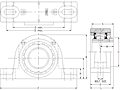 Tapered Adapter Two-Bolt Pillow Block - Dimensional Drawing