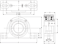 Tapered Adapter Two-Bolt Pillow Block - Dimensional Drawing